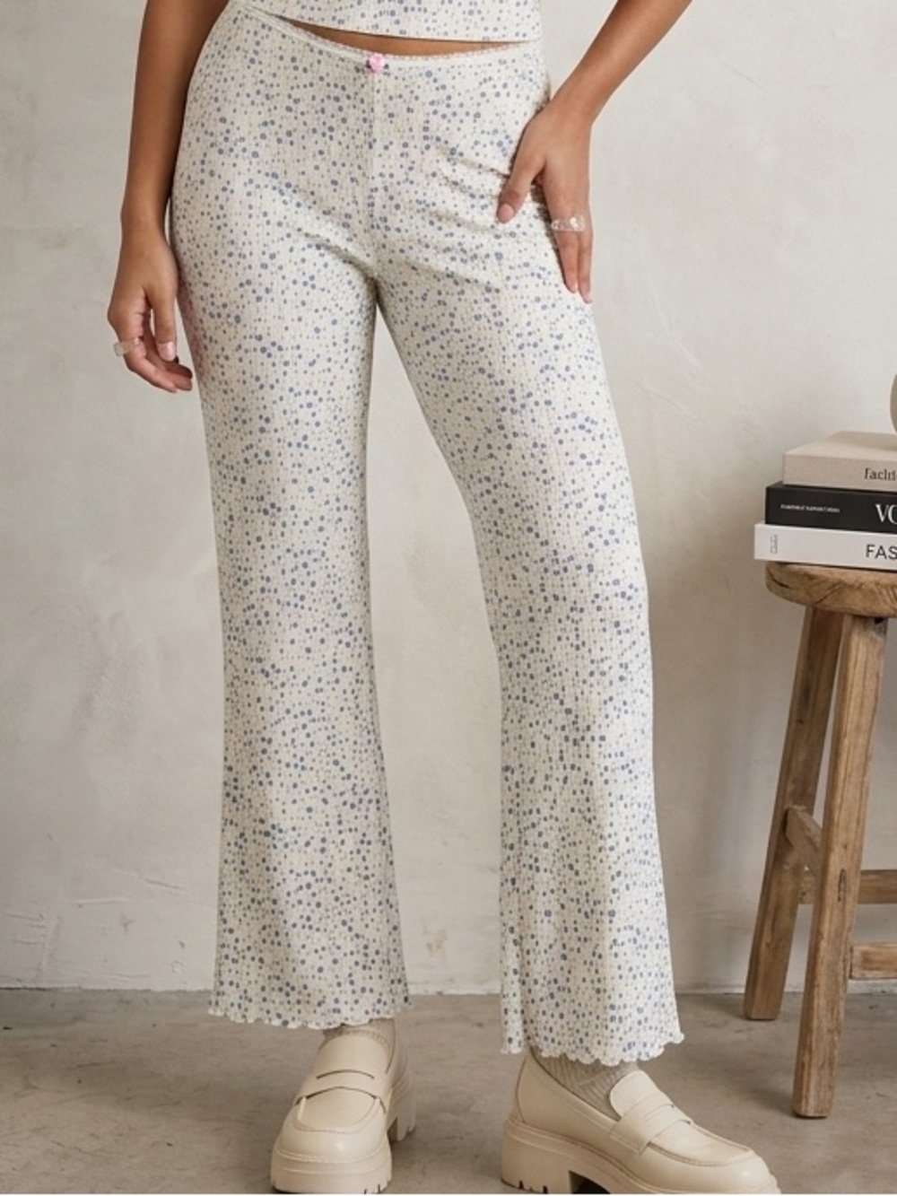 Large Blue White Floral Pajama Lounge Pants Eye Candy